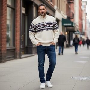 IZOD Men's Sweater 1/4 Zip Men's 2XL Amazing Glaze II Whisper White Heavy Weight